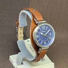 Fossil ES5205 Carlie Brown Leather Strap Blue Dial Analog Classic Women’s Watch