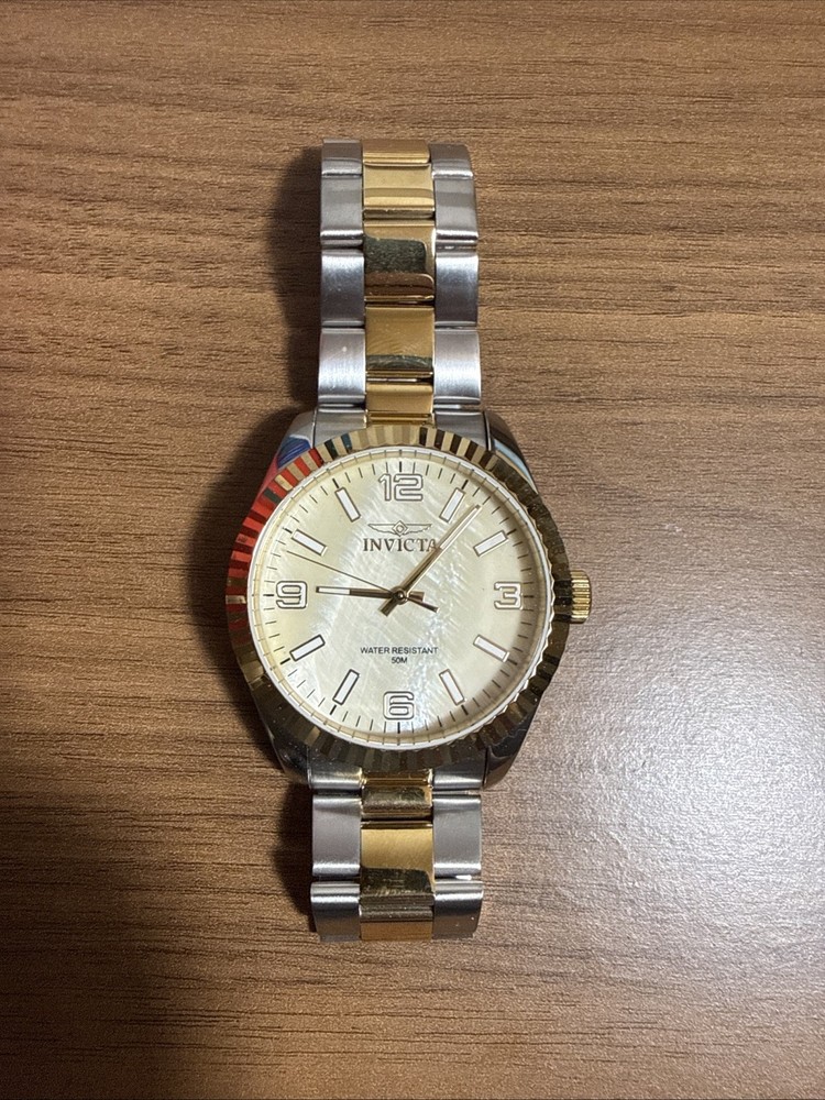 Invicta Men’s Watch Specialty Quartz Gold Tone Mother of Pearl Dial 50130