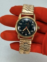 Vintage Germany FSCH Anker 16 Rubis Mechanical Watch Black Dial Runs