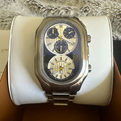 Philip Stein Chrono Titanium Chronograph Quartz Tonneau Titanium Bracelet w/ Box