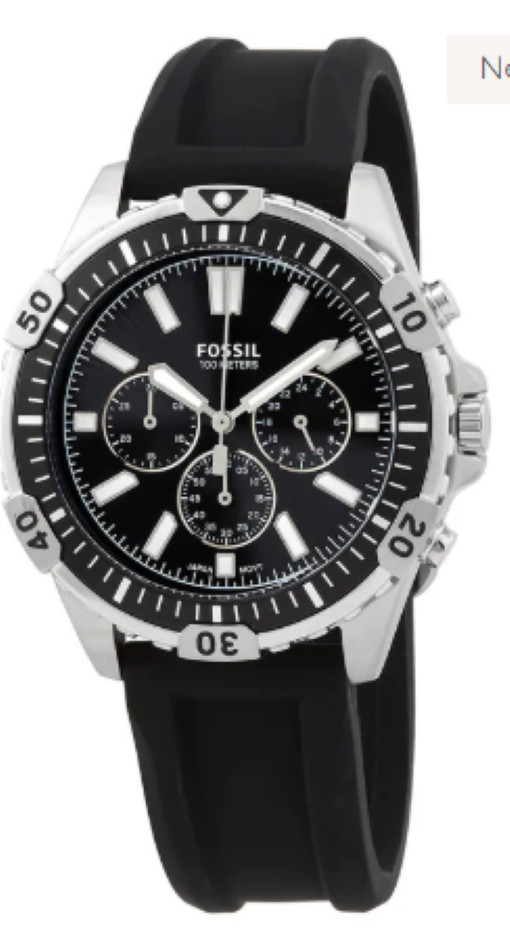 *NEW WITH TAGS* Fossil Bannon Silver Black Silicone Chronograph BQ2494 Watch