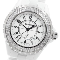 CHANEL J12 H0967 Diamond Bezel White Ceramic Date Quartz Ladies Watch_952518