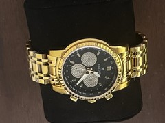 BRAND NEW IceTime 40mm Men’s Yellow Gold Steel 0.10ct Diamonds Black Dial 03184