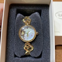 Disney Peter Pan Tinker Bell Kawaii gold color wristwatch Women clean