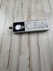 CENTRO MILANO Men’s Analog Wristwatch Gray Fabric Band Silver Case NIB Fast Ship
