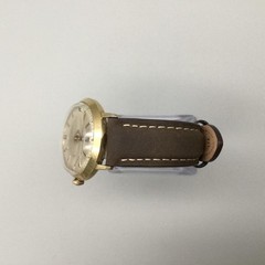 Vintage Timex Viscount Self-Wind Men Watch 34mm Gold Tone Leather Date Automatic