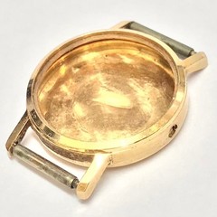 18K 750 gold women’s watch case – vintage, smooth bezel, 19mm