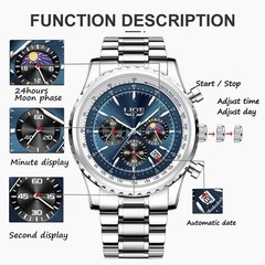 Luxury Men Watch Quartz Date Moonphase Luminous 3ATM Waterproof Man Wristwatch