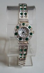 Number Dial Party Women’s Silver Finish Multicolor Stone Bracelet Fashion Watch
