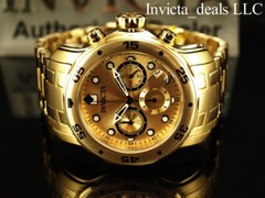 Invicta Men’s 48mm PRO DIVER Scuba Chronograph Gold Dial 18K Gold Plated Watch