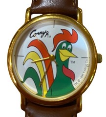 VTG Kellogg Corny Rooster Watch 1996 New Never Worn Leather Strap Tested & Works