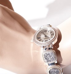 ECCLISSI Sterling Silver Gray Druzy Drusy Quartz 56 grms Watch! Battery Gorgeous