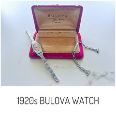 1920s antique Bulova Dauphine watch with case extra strap art deco vintage 1929