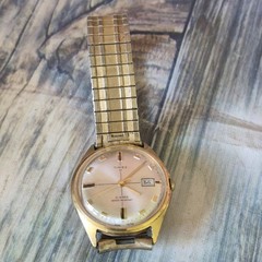 Vtg Timex 21 Jewels Watch Mens Gold Filled Band For Parts Repair Not Working