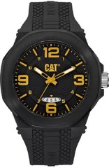 CAT LT16121137 Men’s Caterpillar Hive Black Rubber Strap Analog Watch