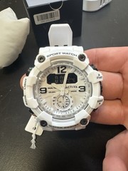 Activa Dual Time Sport Analog/Digital Quartz Watch White Resin WR50m Alarm