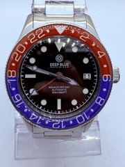 DEEP BLUE AQUA DIVER GMT 40MM AUTO WATCH RED/BLUE BEZEL-BLACK DIAL‼️