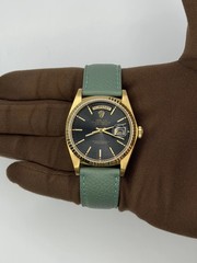 Rolex Day-Date 18038 36mm Yellow Gold Fluted Black Dial Automatic