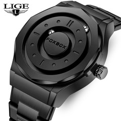 Luxury Men Watch Stainless Steel Quartz Scrolling Bead Magne Waterproof Watch