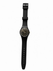 Brand New Swatch Golden Tac Watch Black Silicone Strap New Battery Works Great