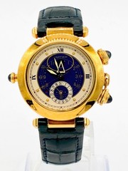 Cartier Pasha 30011 18K Yellow Gold Blue Dial Quartz Mens Luxury Watch