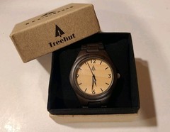 Men’s Treehut Wooden Watch with Wooden Bracelet Band, Dark Brown Wood.