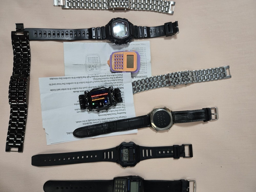 Vintage Digital Watches Solar Binary Calculator