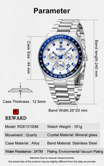 REWARD Men’s Business Luminous Multifunction Chronograph Calendar Quartz Watch