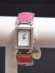 Jilzarah Blossom Square Watch Polymer Clay Inlays Stretch Band Handmade Artisan