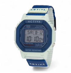 Activa Digital Quartz Water-Resistant Alarm Backlight Blue/Sea Foam Green w/Box