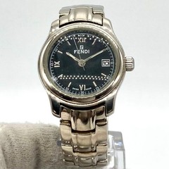 Fendi 210L Orologi Quartz Black Silver Date Watch Japan 075877