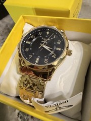 Invicta Angel Men’s Gold-Tone Metal Bracelet Watch Black Dial Quartz 100m