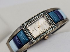 Beautiful Blue Cuff Watch pave’ diamonds Turquoise, blue and teal colors New