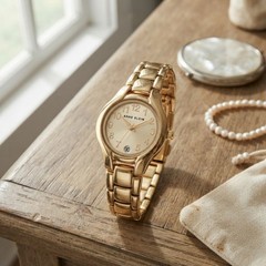 Elegant Women’s Gold Bracelet Watch with Date Function – Water Resistant 100ft