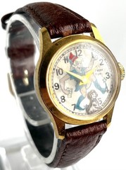 Peter Pan Vintage Manual Wind Gold-Tone Leather Strap Watch Swiss Made Rare