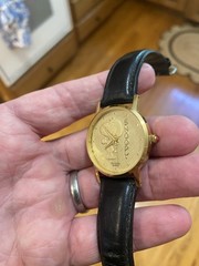 Vintage Armitron Snoopy Peanuts Mens Watch 32mm 1958 Gold Tone Embossed