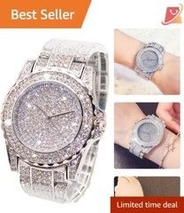 Bling Bling Women’s Quartz Watch with Steel Band & Red Box – Daily Wear Delight