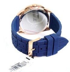 GUESS Watch Men’s Wristwatch Vertex W1177G4 Silicone Blue Rose Gold New