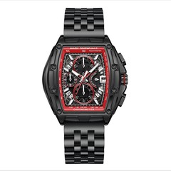 MARK FAIRWHALE Tonneau Multifunction Chronograph Calendar Luminous Quartz Watch