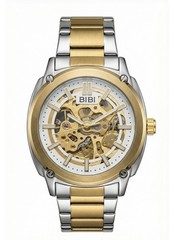 NEW BIBI Automatic Skeleton Watch Two Tone Gold Silver w/ Box & Papers