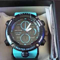 Activa Dual Time Analog-Digital Quartz Sport Watch Blue Silicone Strap 30m