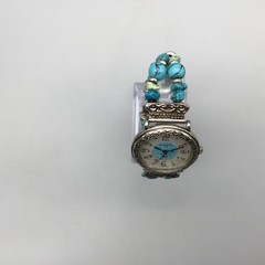 LA Express Blue Beaded Watch Womens 31mm Silver Tone New Battery 6.75″
