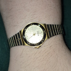 Palma Quartz Gold/Black Analog Quartz Wristwatch 12-Hour Dial Metal Bracelet