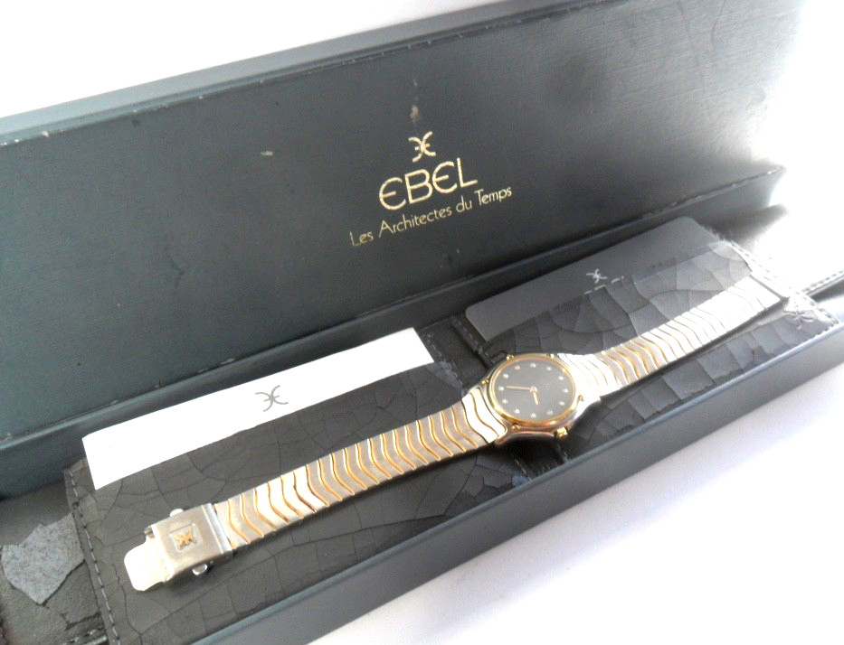 Luxury Lady’s Ebel Wave Swiss 18k Gold & S/S Diamond Dial Watch Runs w/ Box