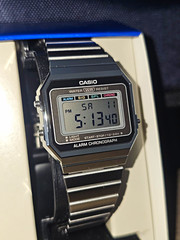 Casio A158 Digital Quartz Alarm Chronograph WR Silver Steel Bracelet w/ Box