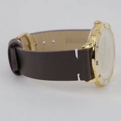 Hokusai Mt. Fuji Motif Quartz Watch 38mm Gold Dial with Zodiac Kanji Japan Made