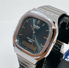 CASIO AQ-240E-3A AQ-240E CLASIC Quartz Analog & Digital Blue Green Silver