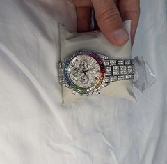 Spectrum Iced Spectrum Quartz Chronograph Gem-Set Rainbow Bezel 44mm w/ Box