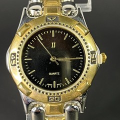 JJ Two Tone 36mm Case Black Dial NEW BATTERY Runs Great Classic Look