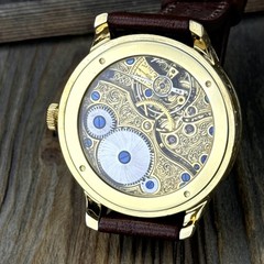 Marriage Watch – Swiss Vintage Movement 49mm, Hand Engraved Custom Gold Dial Dog